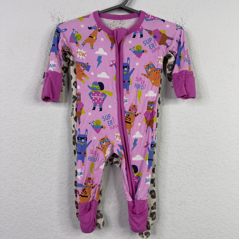 Little‎ Sleepies Milkberry 2PC Pajama Bundle NB 0-3M Bamboo Superhero Leopard